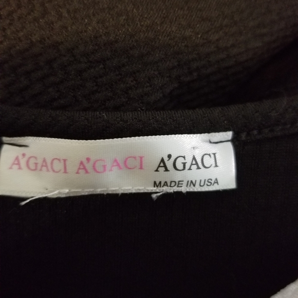 A'gaci agaci agaci long sleeve black tan & white color block dress w/ cut out - Picture 6 of 9